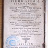 Lexicon Hebraicum et Chaldaicum : complectens omnes voces, tam primas quàm derivatas, quæin Sacris Bibliis, Hebræa, & ex parte Chaldæa linguâ scriptis