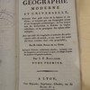 Géographie moderne et universelle, précédée d'un petit traité de la sphère et du globe, et terminée par une géographie sacrée et une géographie ecclésiastique, où l'on trouve tous les Archevêchés et Evêchés de l'église catholique, et les principaux des églises schismatiques; Avec une table des longitudes et latitudes des principales villes du monde, et une autre des noms des lieux contenus dans cette géographie