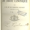 Exposition des principes du droit canonique