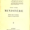 Pour votre ministère. Oeuvre des vocations. Esprit d’apostolat.