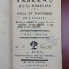 Tableau de la doctrine des pères et docteurs de l'Église, où l'on a rassemblé les endroits les plus intéressans, les plus instructifs, & leurs pensées les plus frappantes