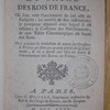 Cérémonial du sacre des rois de France où l'on voit l'ancienneté de cet acte de religion, les motifs de son institution ; le pompeux appareil avec lequel il est célébré ; le costume des habillements, & une table chronologique du sacre des rois. On y a ajouté la traduction de toutes les oraisons & prières qui font une grande partie de la cérémonie, & on a donné une idée du sacre & couronnement des reines de France