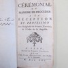 Cérémonial ou Maniere de procéder à la réception et profession des Religieuses de Sainte Ursule, de l'Ordre de St. Augustin