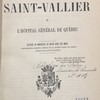 Monseigneur de Saint-Vallier et l'hôpital général de Québec