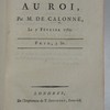 Lettre adressée au roi, par M. de Calonne, le 9 février 1789