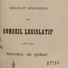 Règles et règlements du conseil législatif de la province de Québec