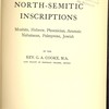A text-book of North-Semitic inscriptions. Moabite, Hebrew, Pheonician, Aramaic, Nabataean, Palmyrene, Jewish