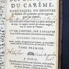 Traité des dispenses du carême dans lequel on découvre la fausseté des prétextes qu'on apporte pour les obtenir