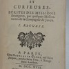 Lettres édifiantes et curieuses écrites des missions étrangères par quelques missionnaires de la Compagnie de Jésus