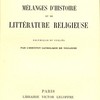 Mélanges d'histoire et de littérature religieuse