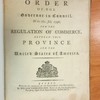 Order of the Governor in Council, of the 7th July 1796, for the regulation of commerce, between this province and the United States of America, Ordre du gouverneur en conseil du 7me juillet, 1796, pour le règlement du commerce entre cette province et les États Unis de l'Amérique