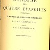 Synopse des quatre évangiles