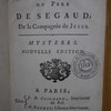 Sermons du Père de Segaud de la Compagnie de Jésus, mystères