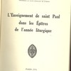 L’Enseignement de saint Paul dans les Épîtres de l’année liturgique