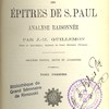 Clef des Épitres de S. Paul : analyse raisonnée