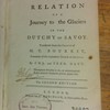A relation of a journey to the glaciers in the Dutchy of Savoy