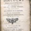 Discours philosophiques ; le premier sur les causes finales ; le second sur l'inertie de la matière ; et le troisième sur la liberté des actions humaines