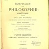 Compendium de la philosophie chrétienne comparée avec les doctrines des philosophes anciens et des philosophes modernes d’après Sanseverino.