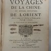 Divers voyages de la Chine et autres royaumes de l'Orient, avec le retour de l'autheur en Europe, par la Perse et l'Arménie. Le tout divisé en trois parties