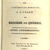 Petit manuel des cérémonies romaines à l’usage du diocèse de Québec