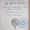 Lettres de feu M. Nicole, pour servir de Continuation aux deux volumes de ses lettres