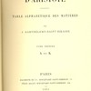 Traduction générale d’Aristote. Table alphabétique des matières