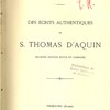 Des écrits authentiques de S. Thomas d’Aquin