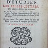 De la manière d'enseigner et d'étudier les belles lettres, pat raport à l'esprit & au cœur