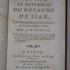 Histoire civile et naturelle du royaume de Siam, et des révolutions qui ont bouleversé cet empire jusquén 1770