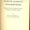 A text-book of North-Semitic inscriptions. Moabite, Hebrew, Pheonician, Aramaic, Nabataean, Palmyrene, Jewish