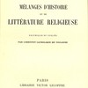 Mélanges d'histoire et de littérature religieuse