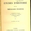 Études d’histoire et de théologie positive