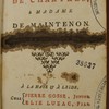 Lettres de M. L'Évêque De Chartres, à Madame De Maintenon