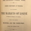 The Canadian North-West. Speech Delivered at Winnipeg by his Excellency the Marquis of Lorne Governor General of Canada