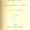 Traduction générale d’Aristote. Table alphabétique des matières
