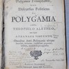 Polygamia triumphatrix, id est, Discursus politicus de polygamia