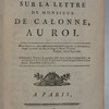 Observations rapides sur la lettre de Monsieur de Calonne au roi