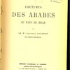Coutumes des Arabes au pays de Moab