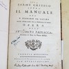 Esame critico sopra il Manuale del P. Flaminio da Latera, Frate Osservante della Provincia di Roma...