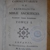 De sacrosancto Missae sacrificio, accedunt variae appendices