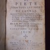 Exercices de piété pour tous les jours de l'année, contenant l'explication du mystère, ou la vie du saint de chaque jour ; avec des réflexions sur l'épître, et une méditation sur l'évangile de la messe & quelques pratiques de pieté propres à toutes sortes de personnes