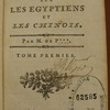 Recherches philosophiques sur les Égyptiens et les Chinois