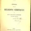 Études sur les religions sémitiques