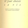 Il faut choisir sa vie