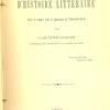 Questions d’histoire littéraire mises en rapport avec le programme de l’Université-Laval