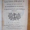 Dissertation sur la tolérance civile et religieuse en Angleterre et en France à l'égard des non-conformistes à la religion dominante