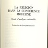 La religion dans la conscience moderne. Essai d’analyse culturelle
