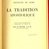 La tradition apostolique