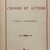 Choses et autres. Études et conférences