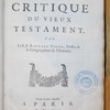 Histoire critique du Vieux Testament